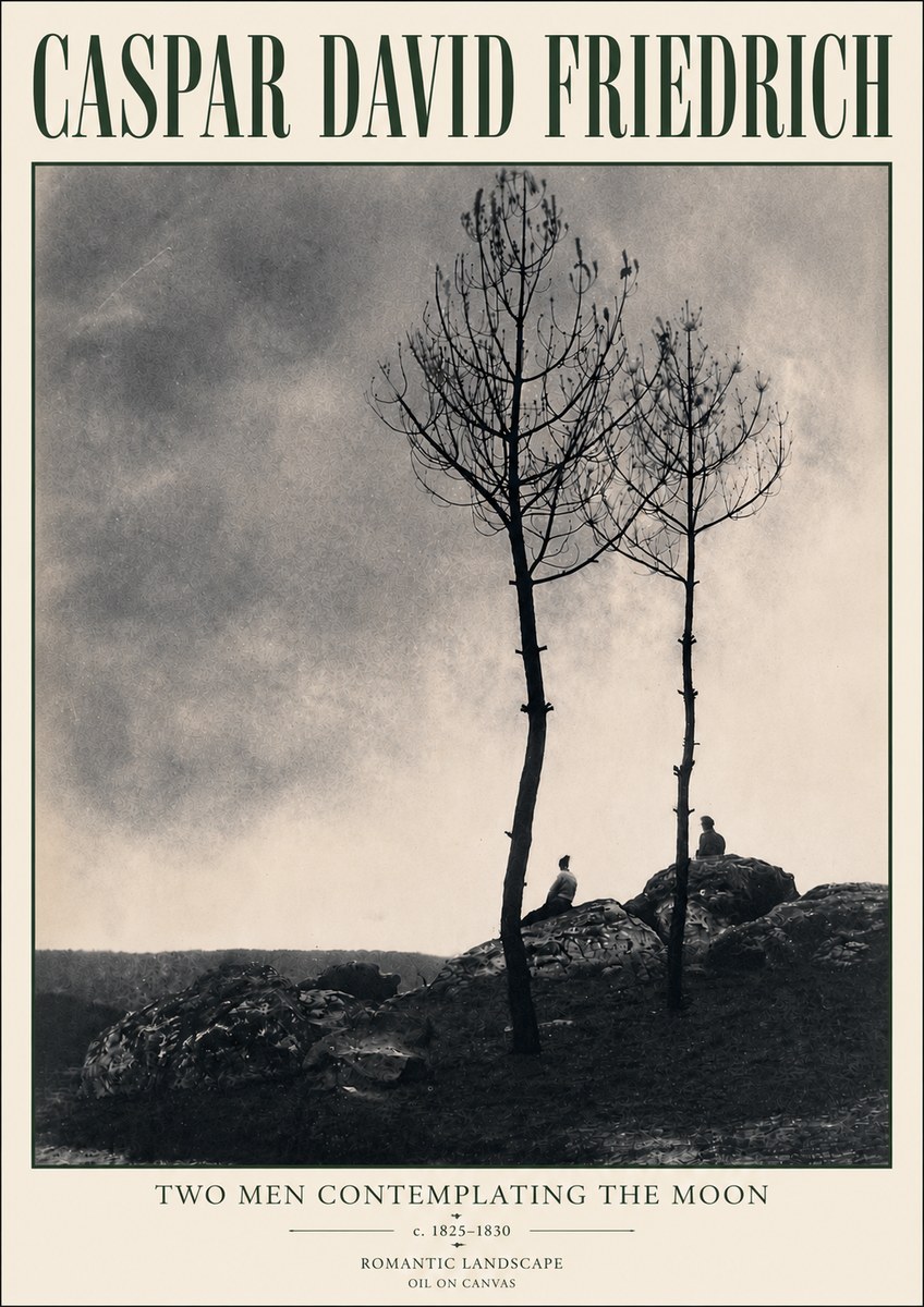 Caspar David Friedrich Two Men Contemplating the Moon III No6 - Poster