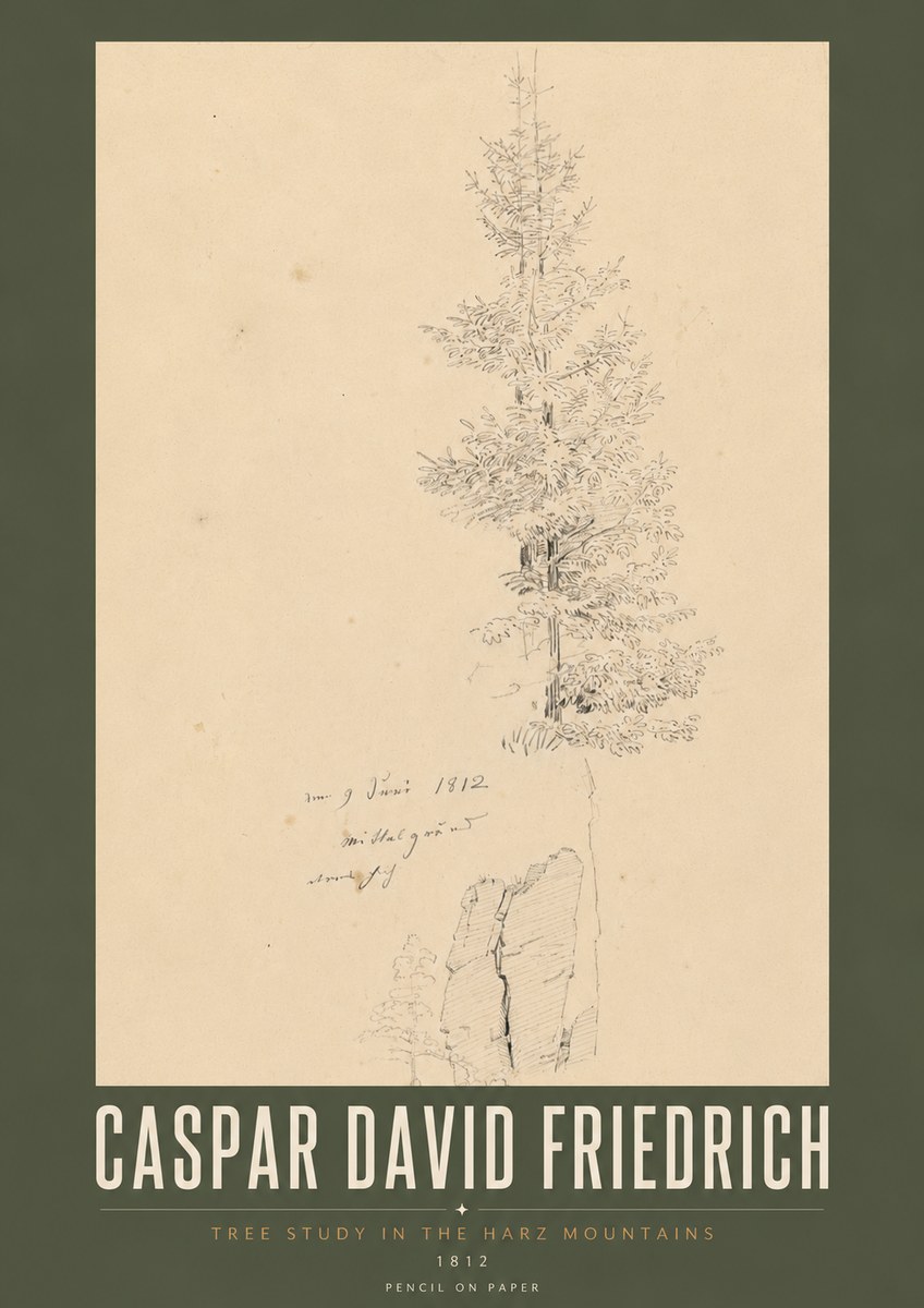 Caspar David Friedrich Tree Study in the Harz Mountains No5 - Poster
