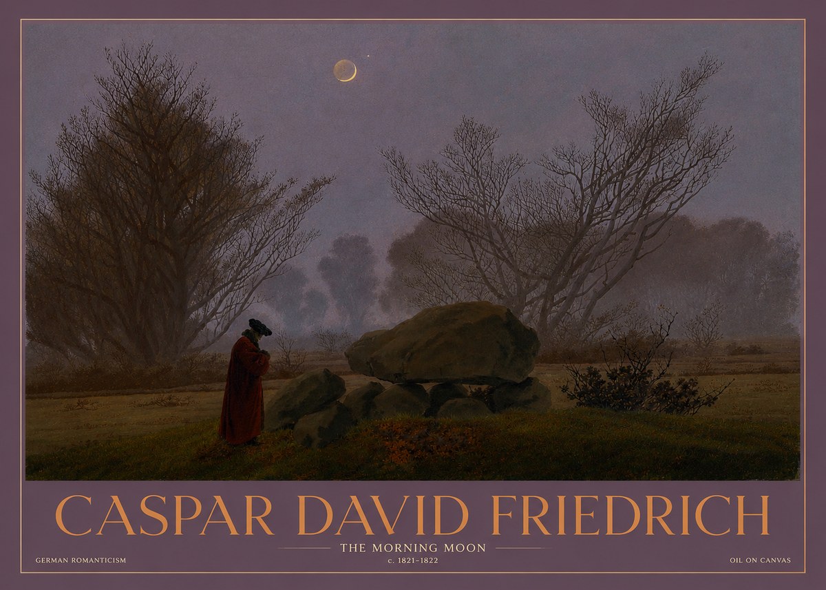 Caspar David Friedrich The Morning Moon No3 - Poster
