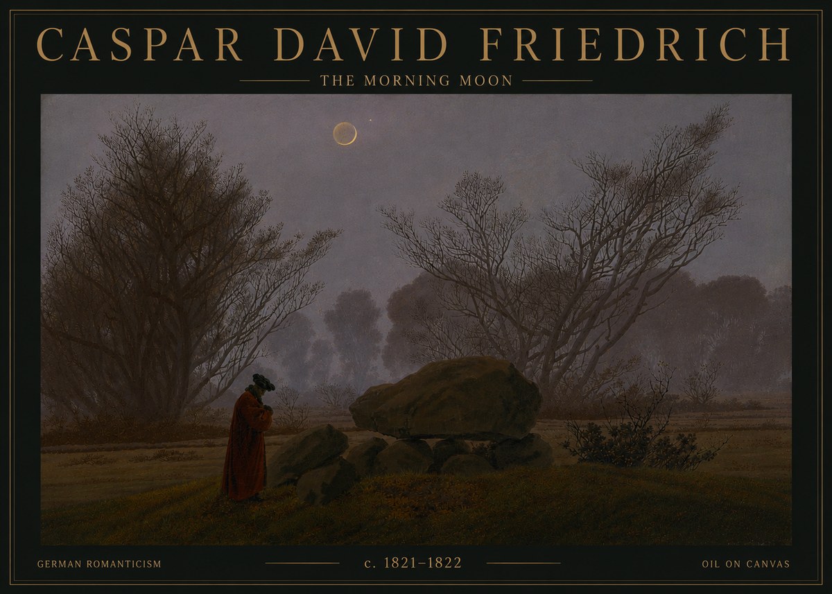 Caspar David Friedrich The Morning Moon No6 - Poster