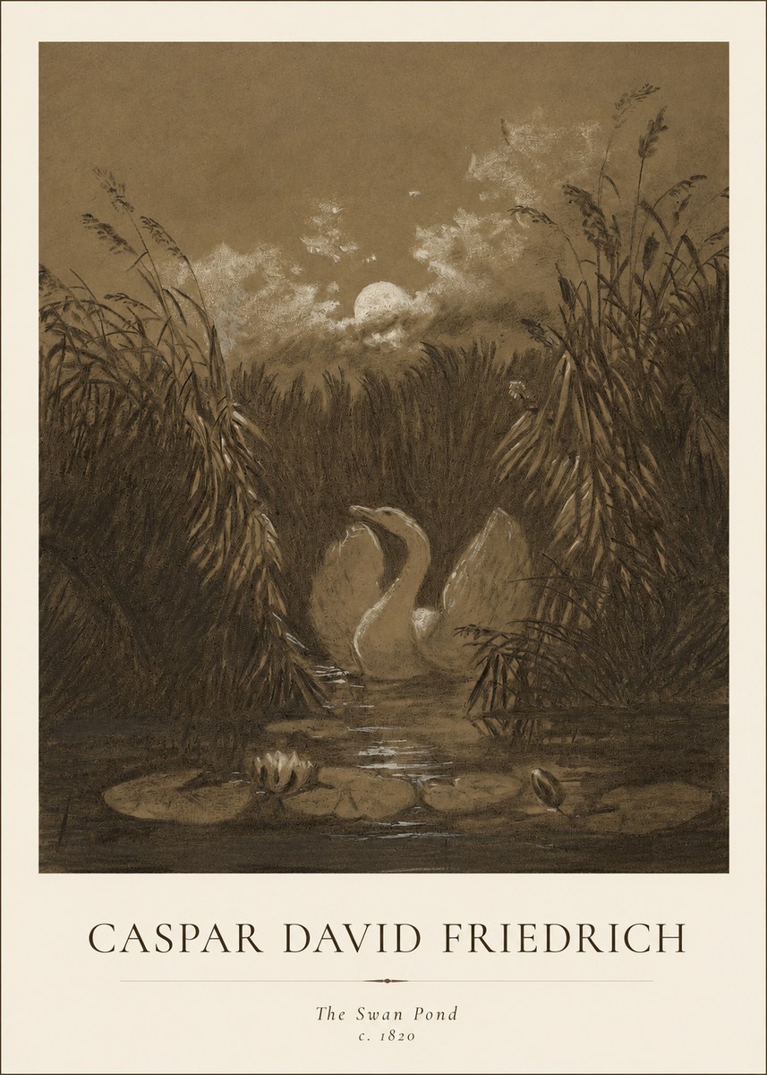 Caspar David Friedrich The Swan Pond No1 - Poster
