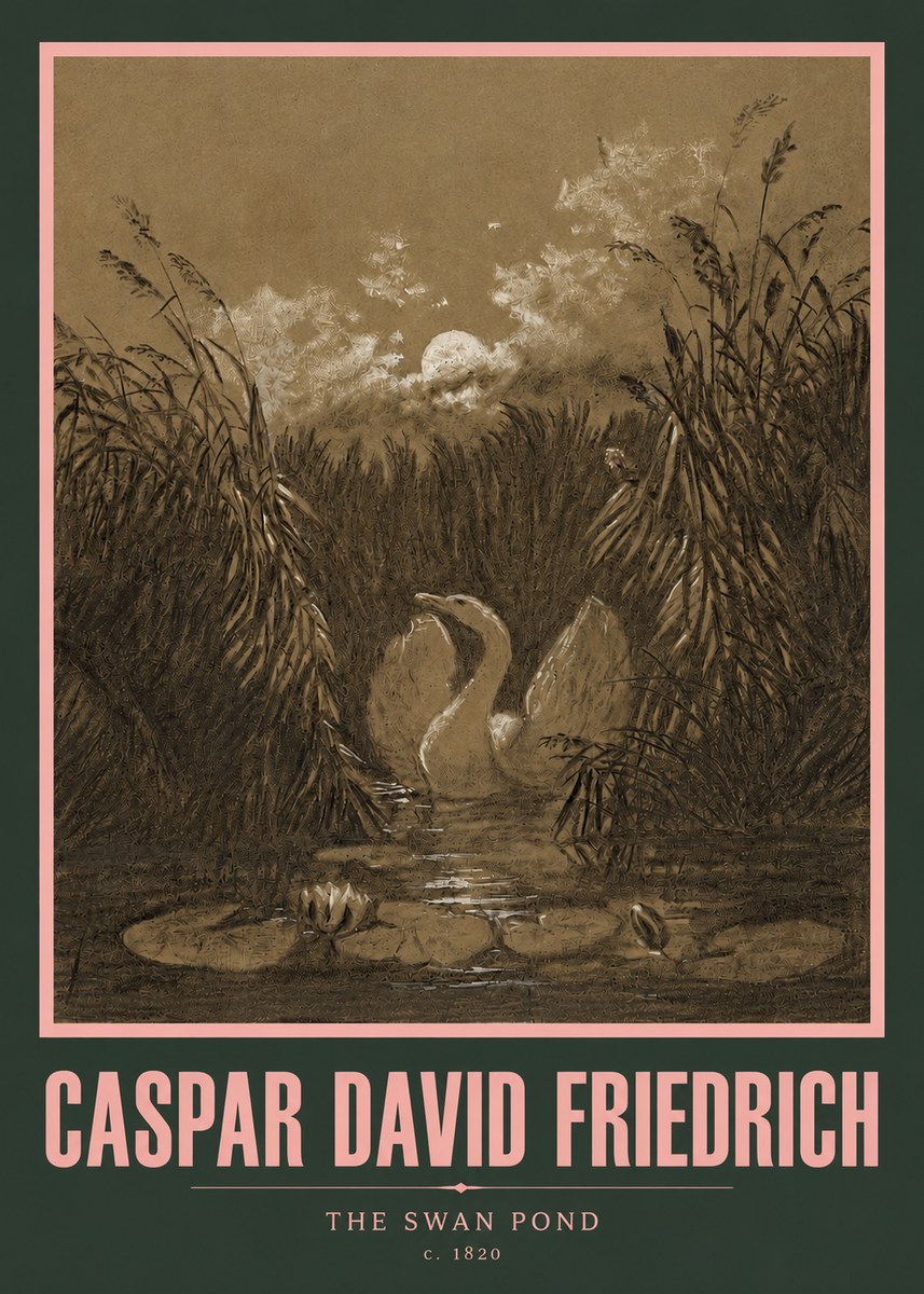Caspar David Friedrich The Swan Pond No3 - Poster