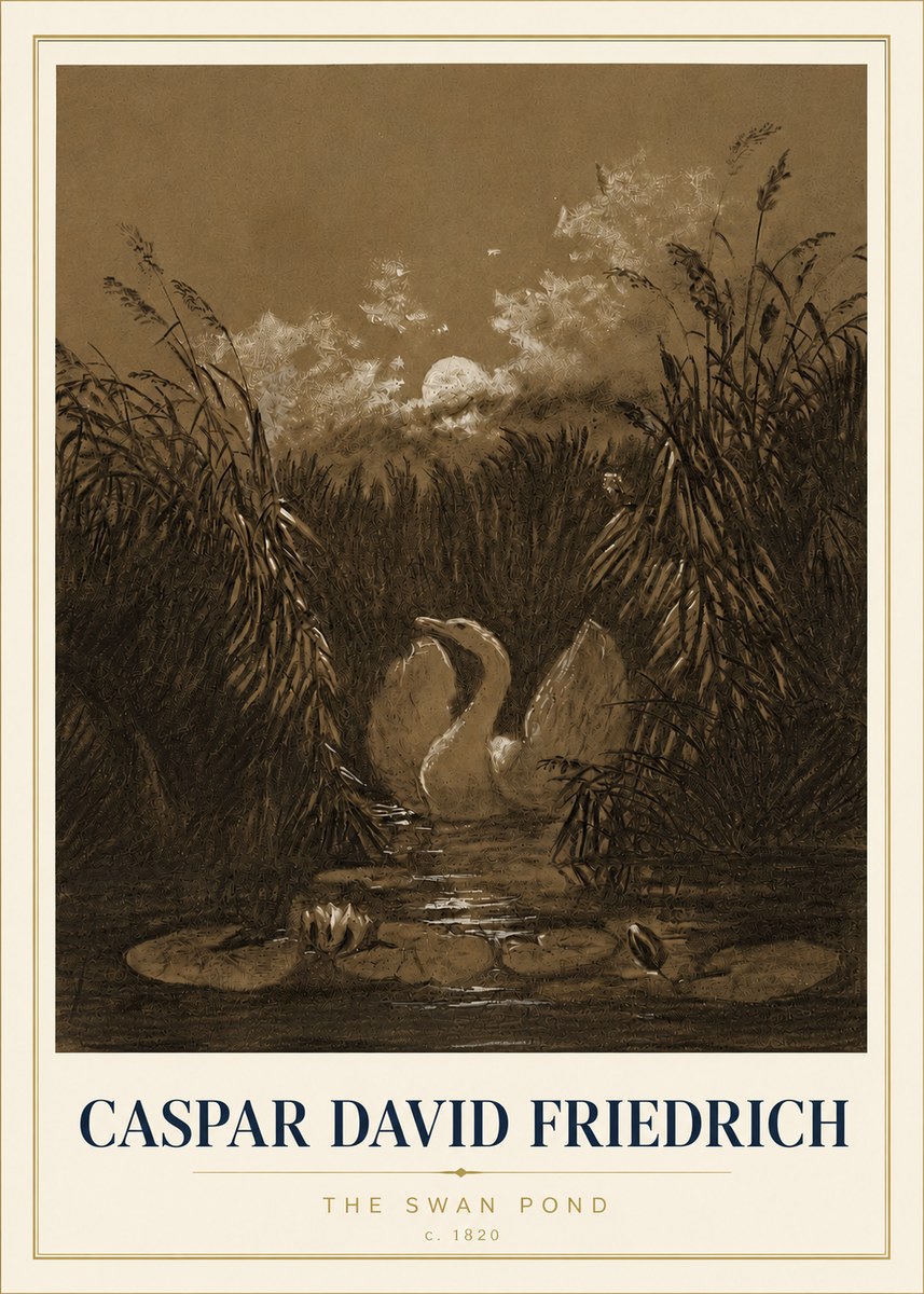 Caspar David Friedrich The Swan Pond No4 - Poster