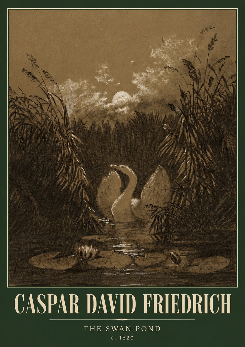 Caspar David Friedrich The Swan Pond No5 - Poster