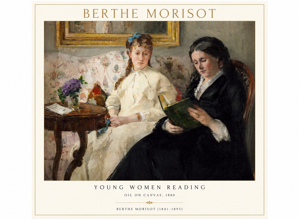 Berthe Morisot Young Women Reading No1 - Poster
