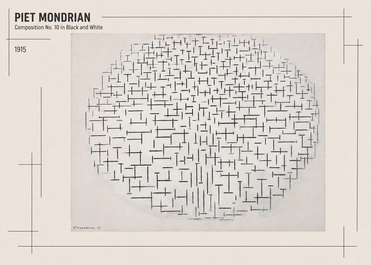 Piet Mondrian Composition 10 in Black and White No2 - Poster