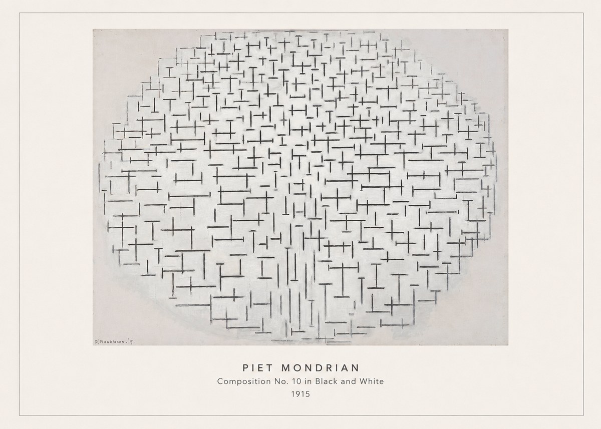 Piet Mondrian Composition 10 in Black and White No4 - Poster