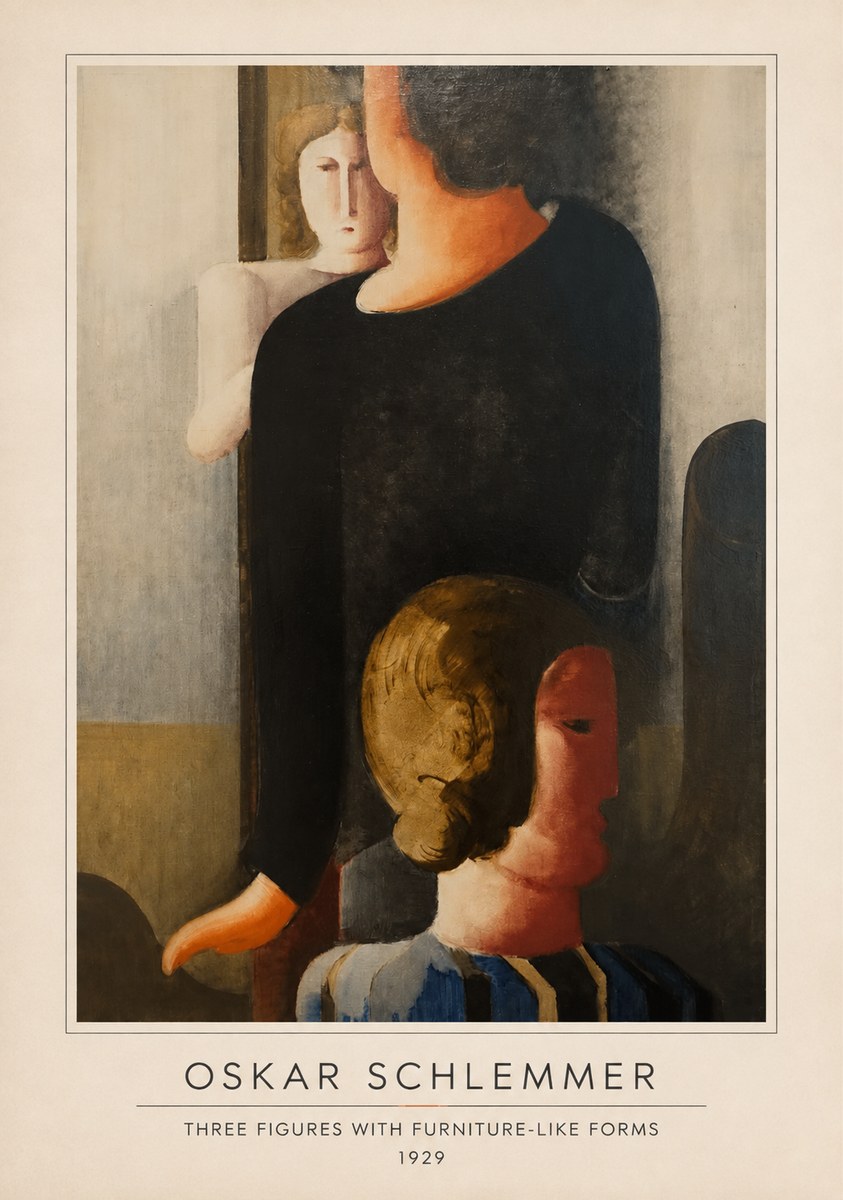 Oskar Schlemmer Three Figures with Furniture-like Forms No4 - Poster