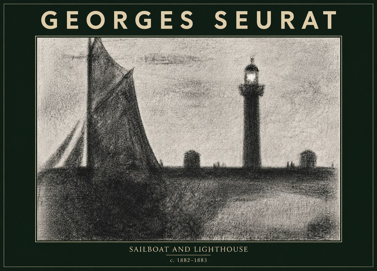 Seurat Sailboat and Lighthouse No5 - Poster