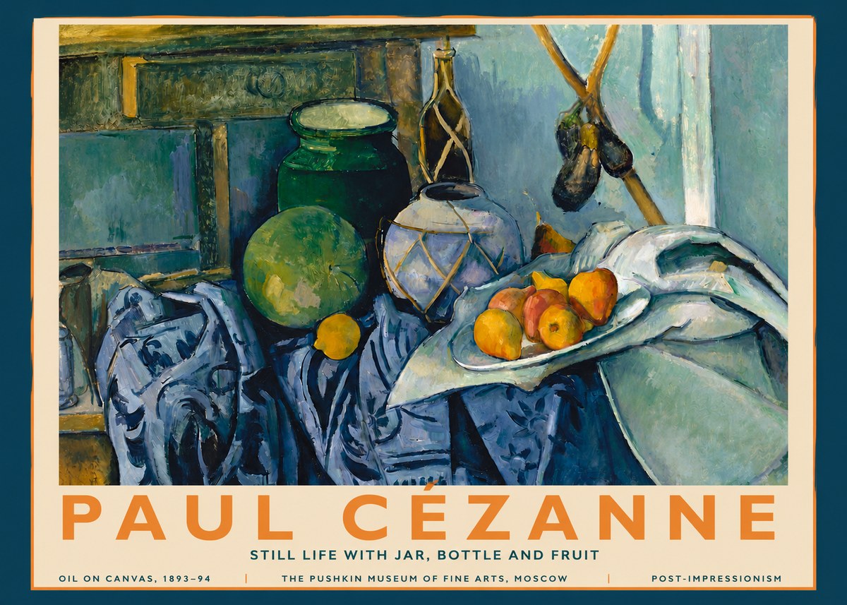 Paul Cézanne Still Life with Jar, Bottle and Fruit No3 - Poster