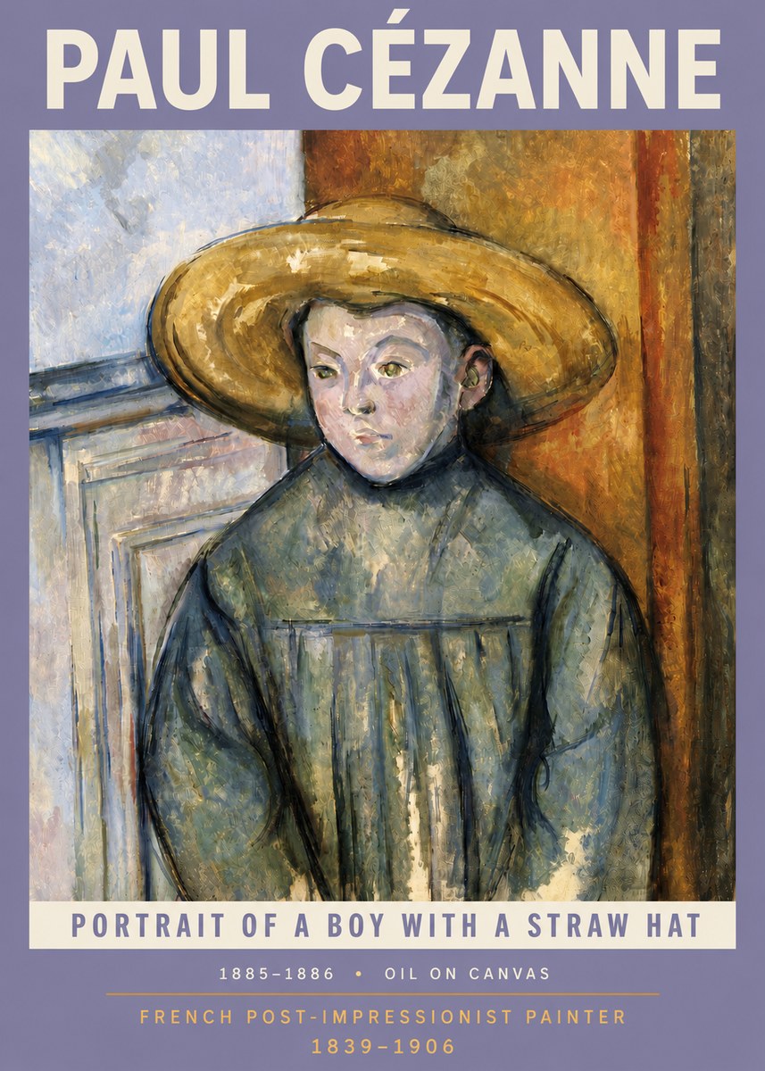Paul Cézanne Portrait of a Boy with a Straw Hat No4 - Poster