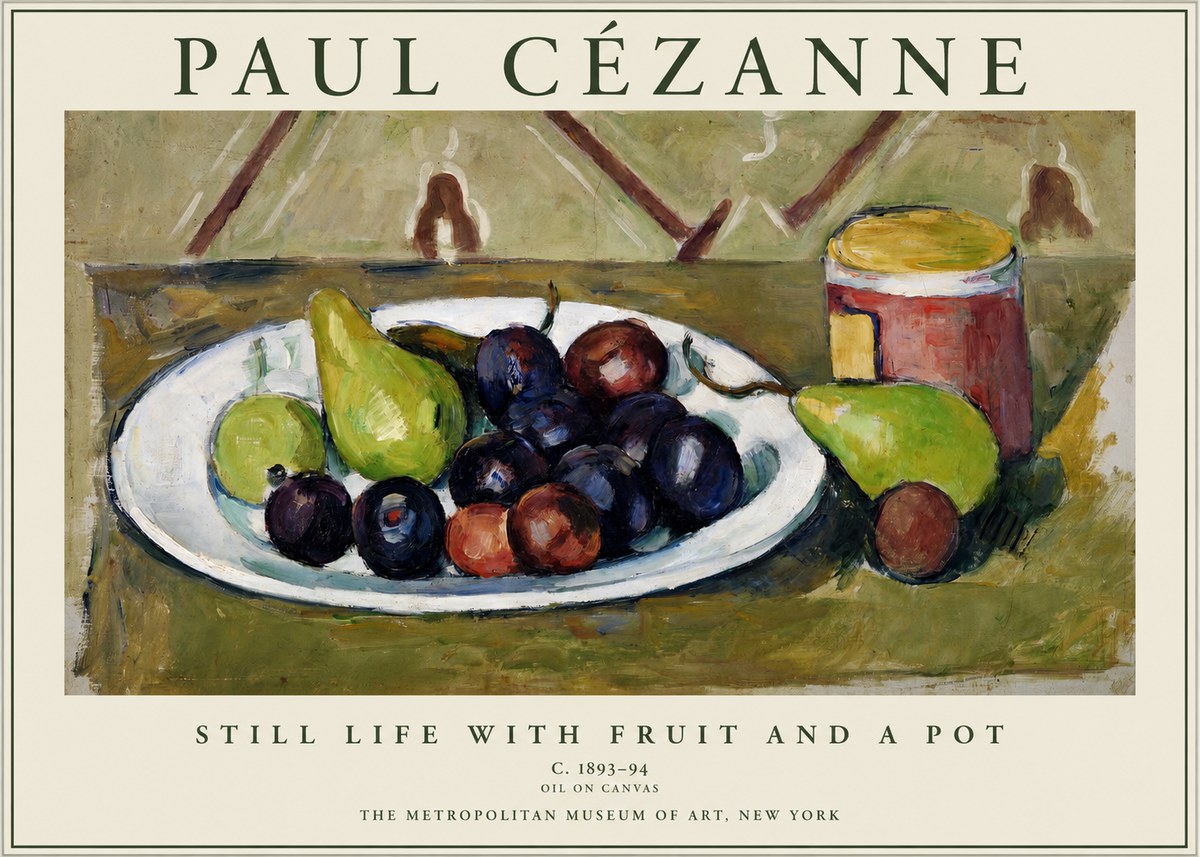Paul Cézanne Still Life with Fruit and a Pot No1 - Poster