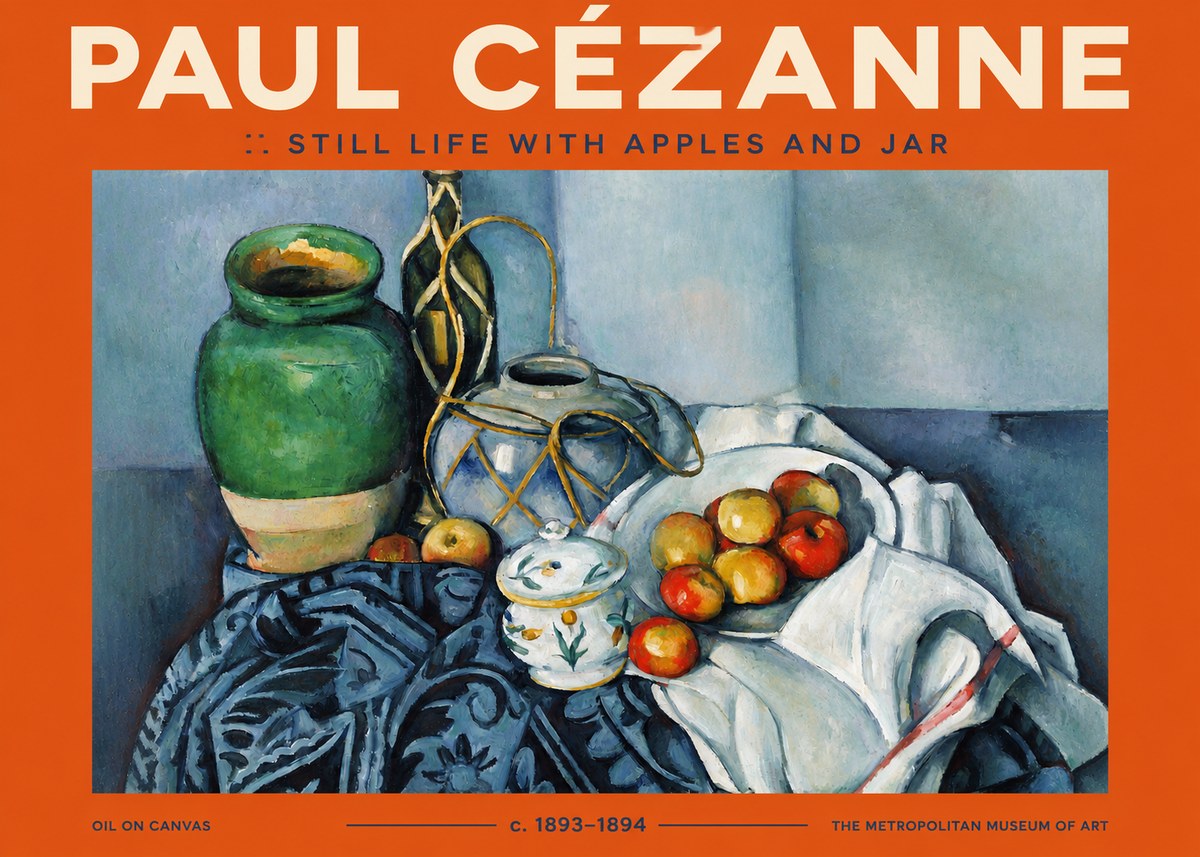 Paul Cézanne Still Life with Apples and Jar No2 - Poster