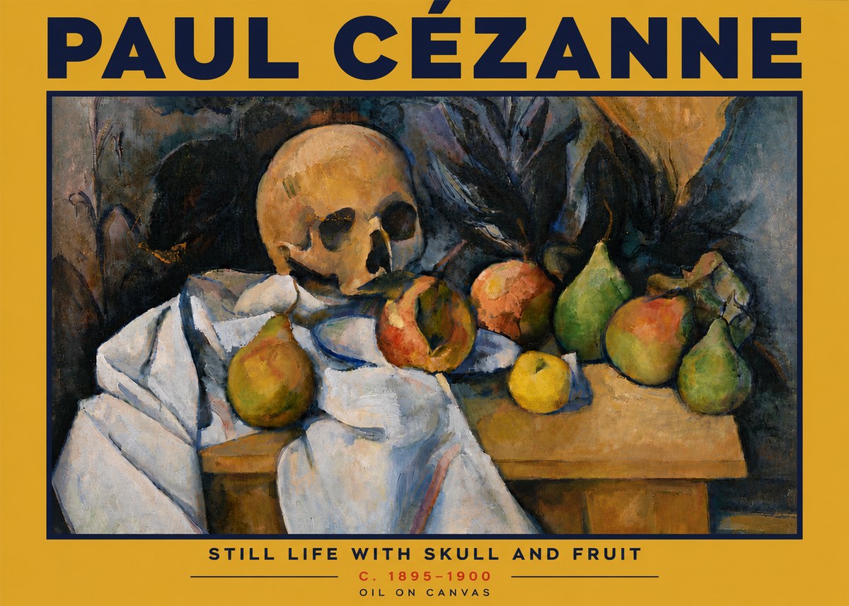 Paul Cézanne Still Life with Skull and Fruit No6 - Poster