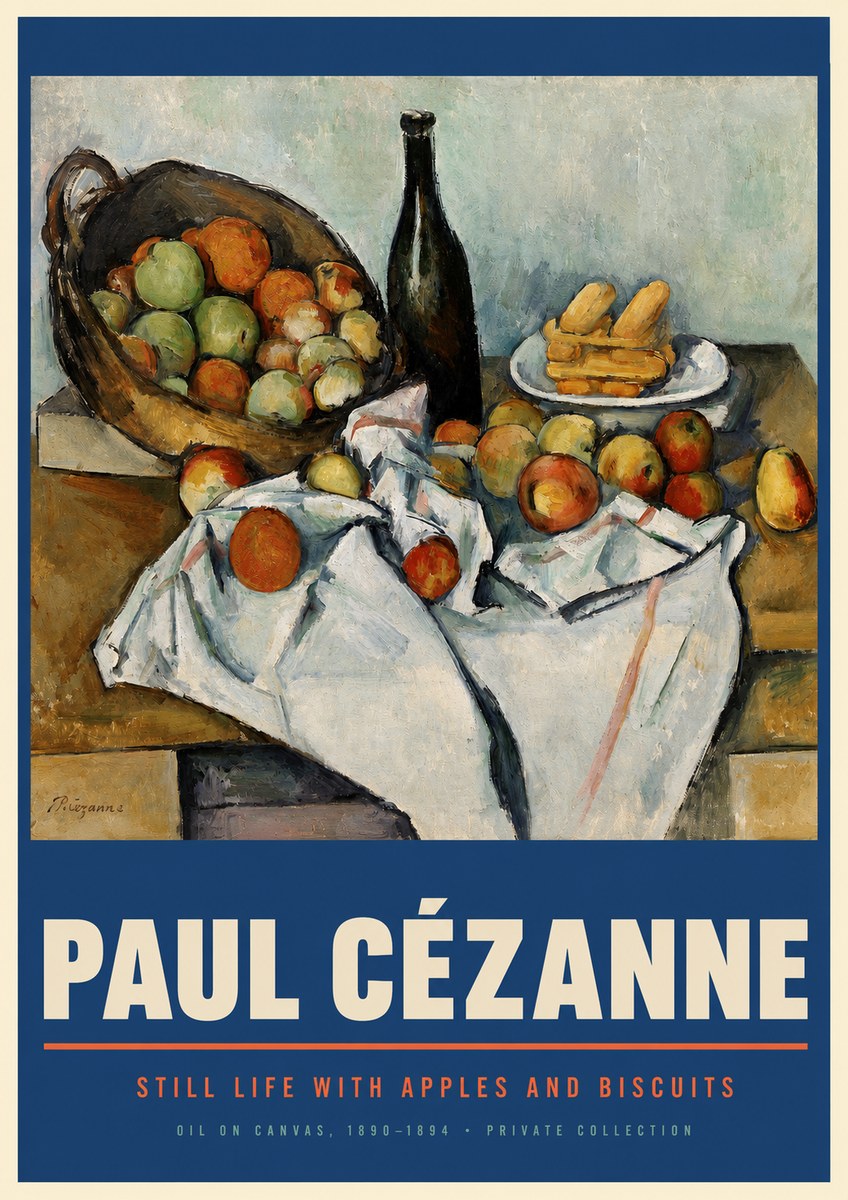 Paul Cézanne Still Life with Apples and Biscuits No2 - Poster