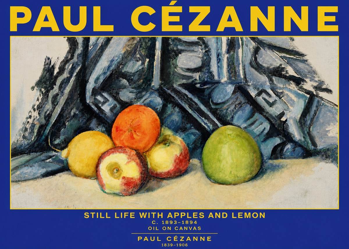 Paul Cézanne Still Life with Apples and Lemon No3 - Poster