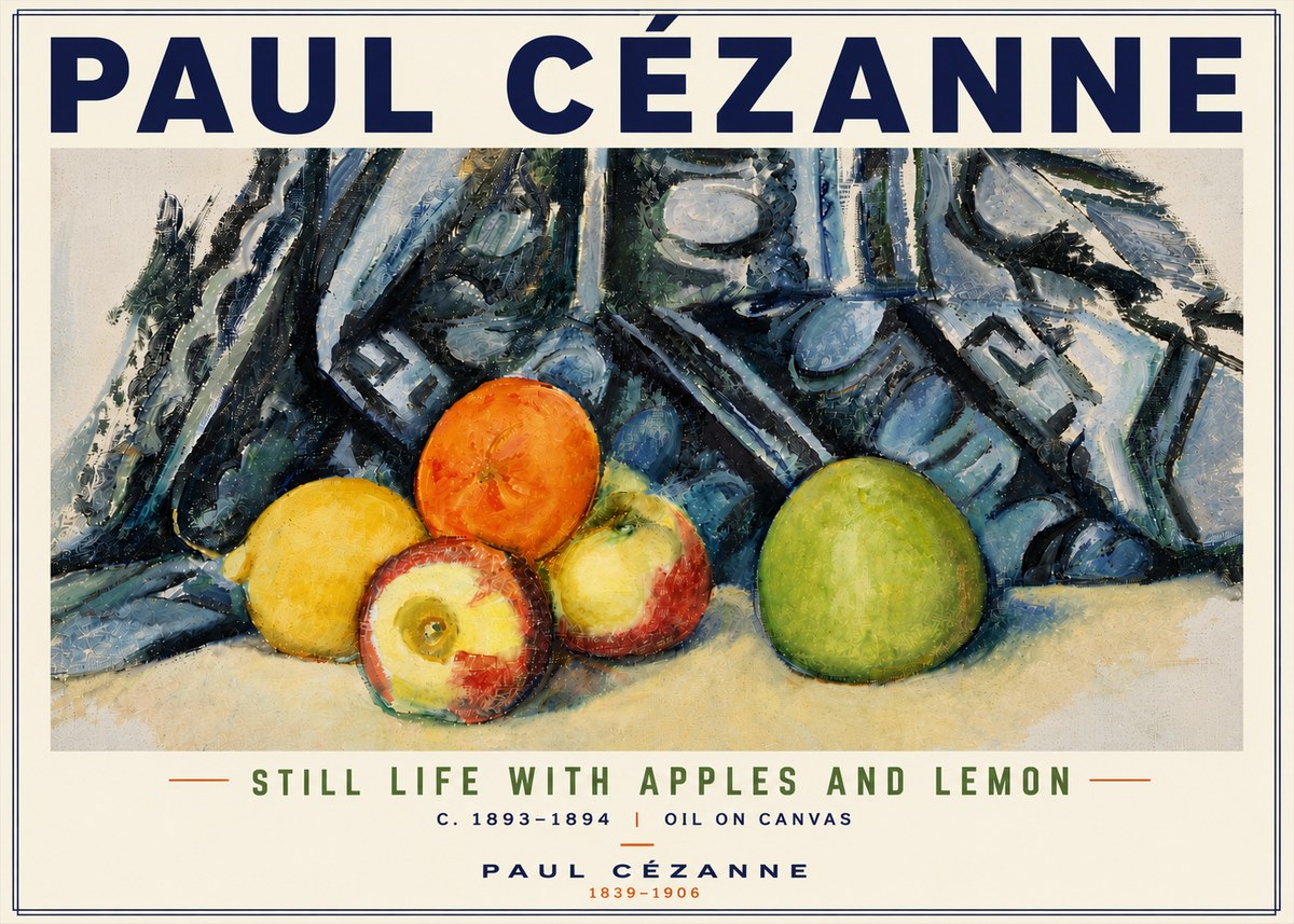 Paul Cézanne Still Life with Apples and Lemon No6 - Poster