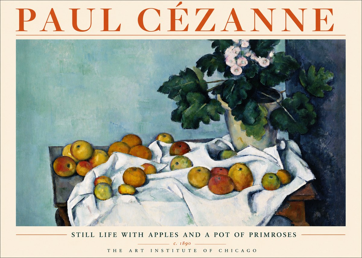 Paul Cézanne Still Life with Apples and a Pot of Primroses No3 - Poster