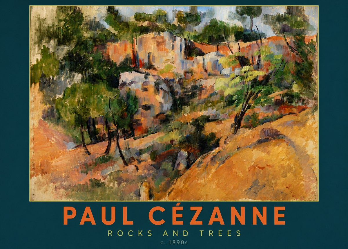 Paul Cézanne Rocks and Trees III No3 - Poster