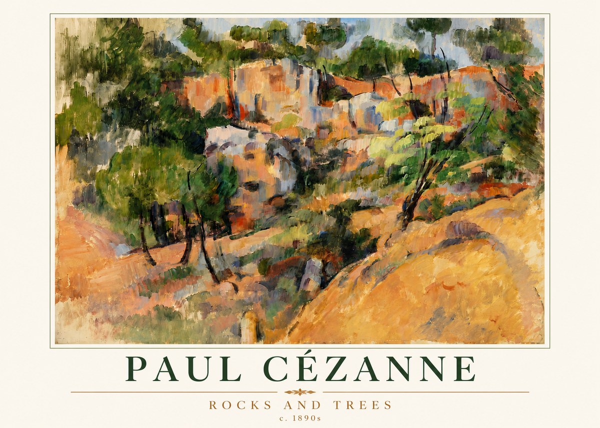 Paul Cézanne Rocks and Trees III No4 - Poster