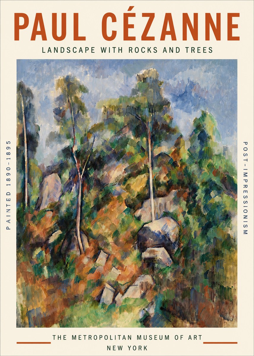Paul Cézanne Landscape with Rocks and Trees No3 - Poster