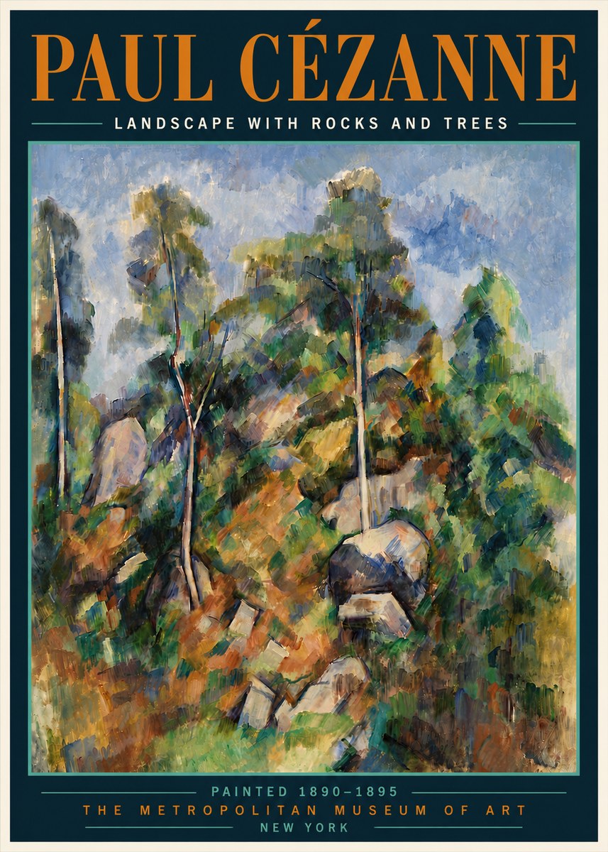 Paul Cézanne Landscape with Rocks and Trees No6 - Poster