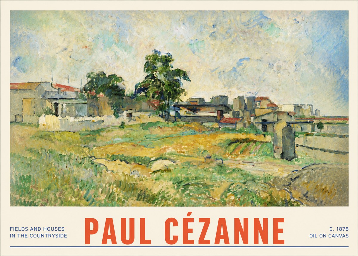 Paul Cézanne Fields and Houses in the Countryside No3 - Poster