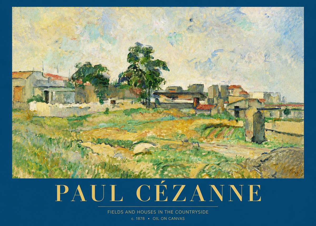 Paul Cézanne Fields and Houses in the Countryside No4 - Poster