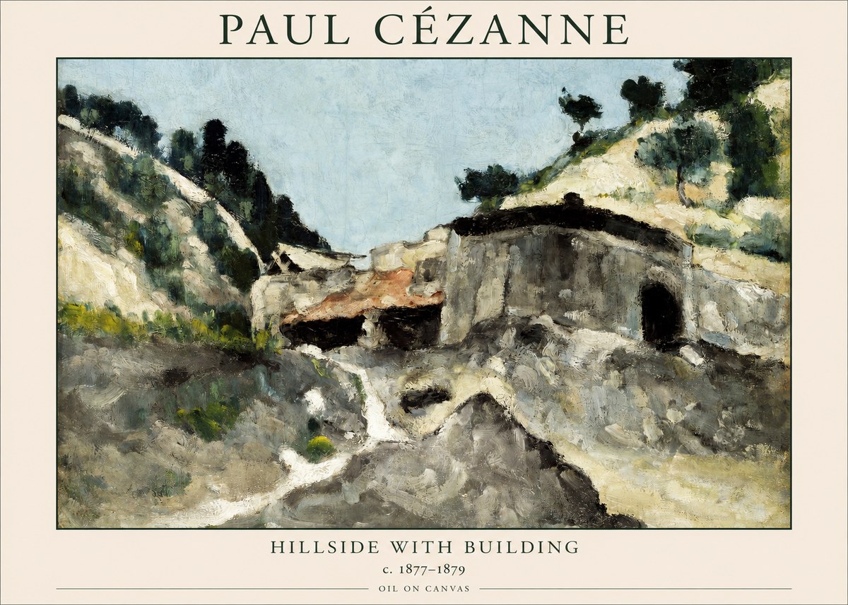 Paul Cézanne Hillside with Building No1 - Poster
