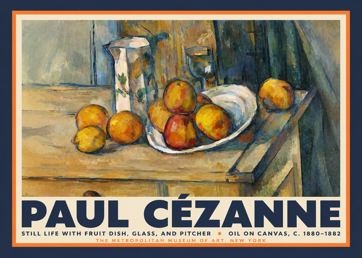 Paul Cézanne Still Life with Fruit Dish, Glass, and Pitcher No2 - Poster