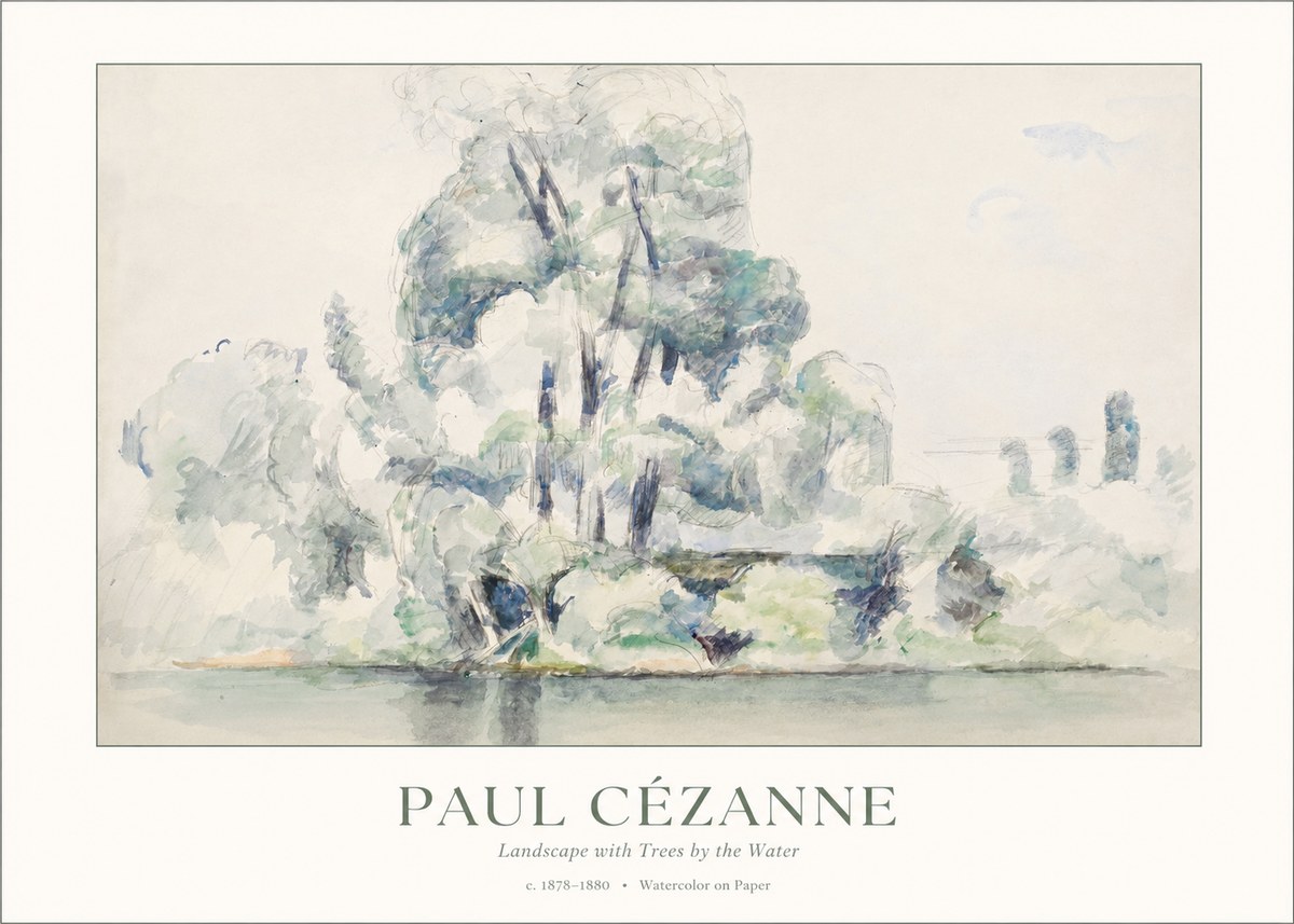 Paul Cézanne Landscape with Trees by the Water No1 - Poster