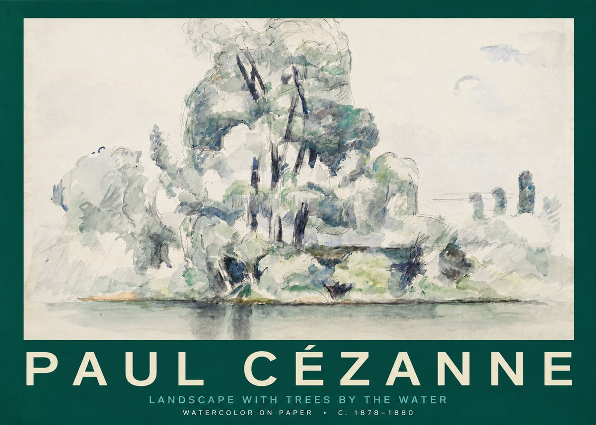 Paul Cézanne Landscape with Trees by the Water No2 - Poster