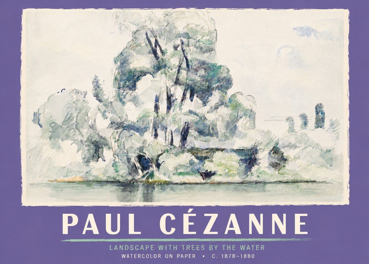 Paul Cézanne Landscape with Trees by the Water No5 - Poster