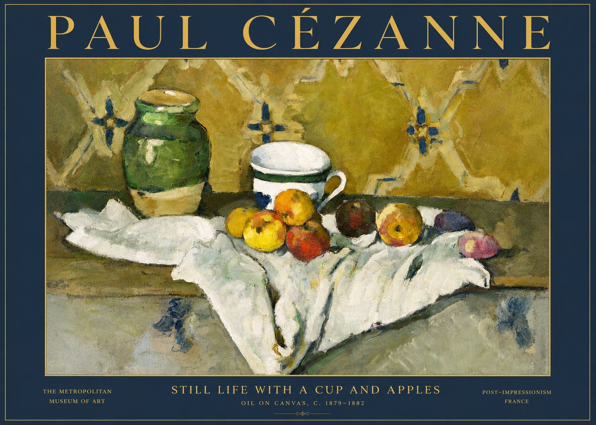 Paul Cézanne Still Life with a Cup and Apples No5 - Poster