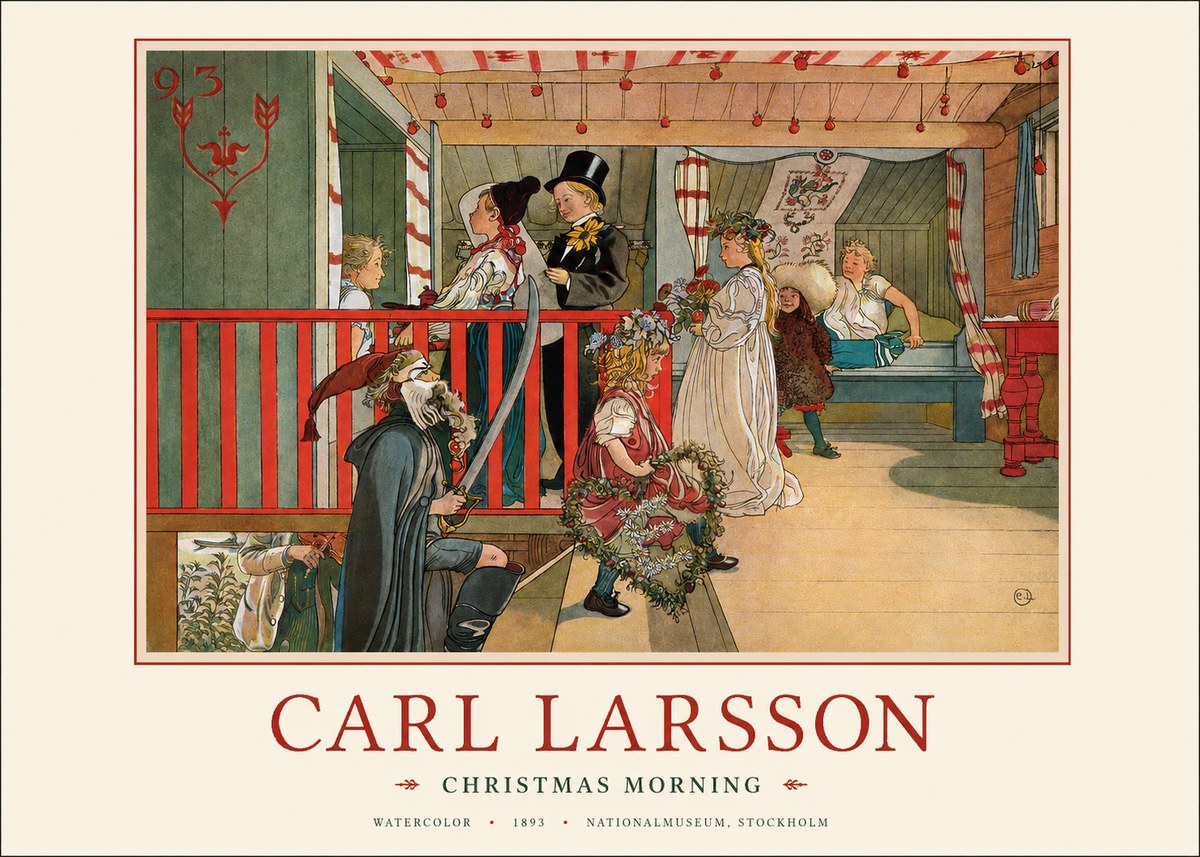Carl Larsson Children Bringing Flowers No3 - Poster