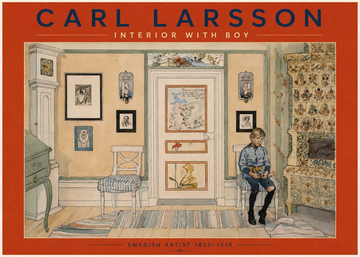 Carl Larsson Interior with Boy No4 - Poster