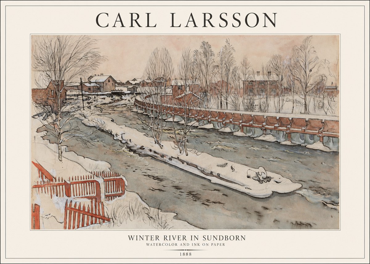 Carl Larsson Winter River in Sundborn No1 - Poster