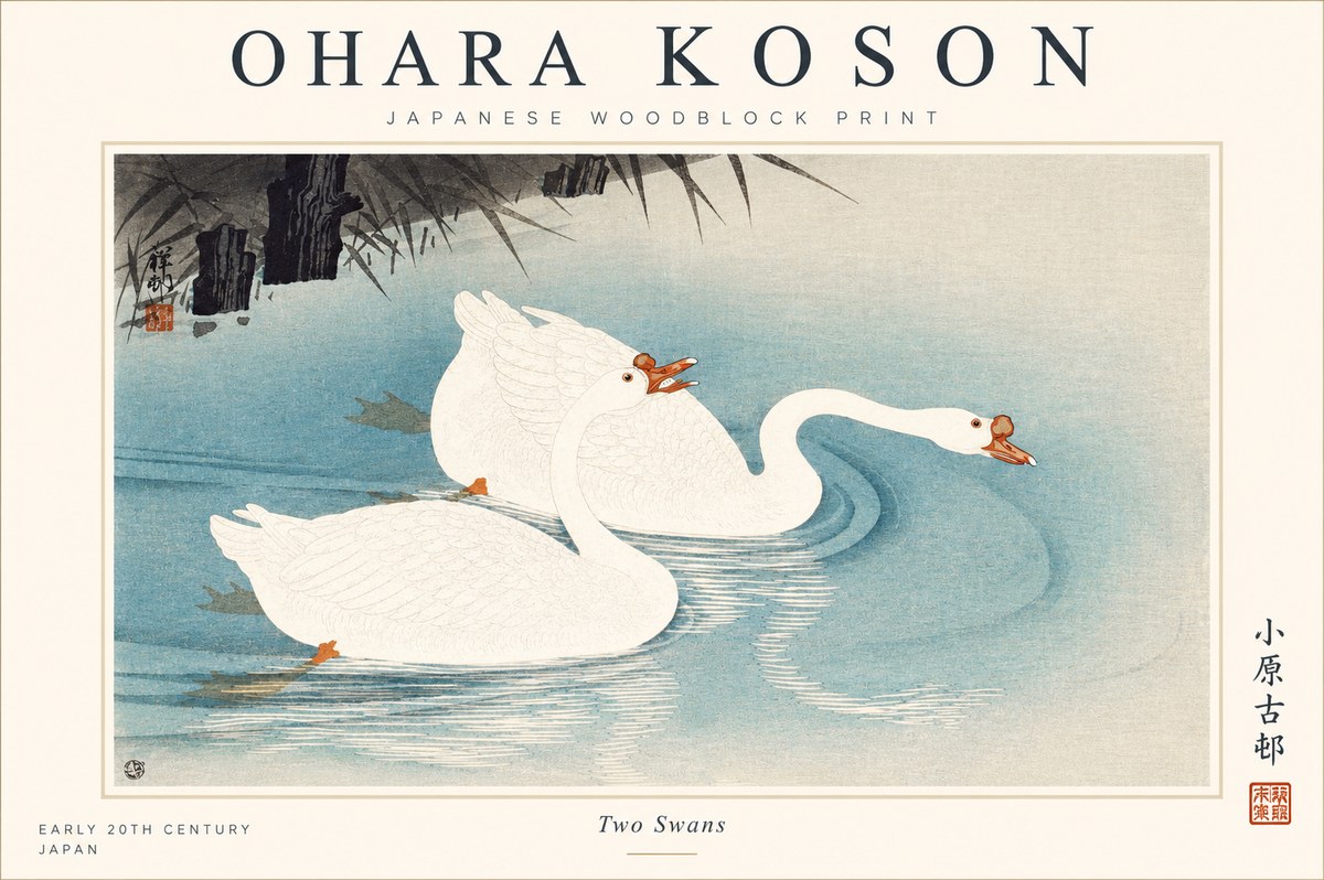 Ohara Koson Two Swans No1 - Poster