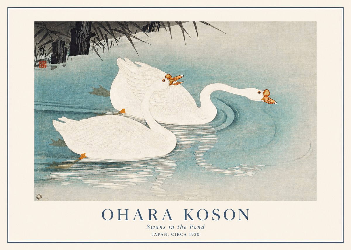 Ohara Koson Two Swans No2 - Poster