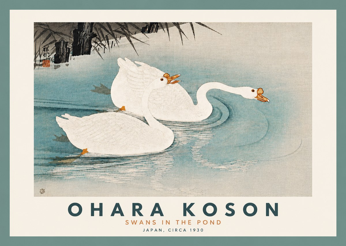 Ohara Koson Two Swans No5 - Poster