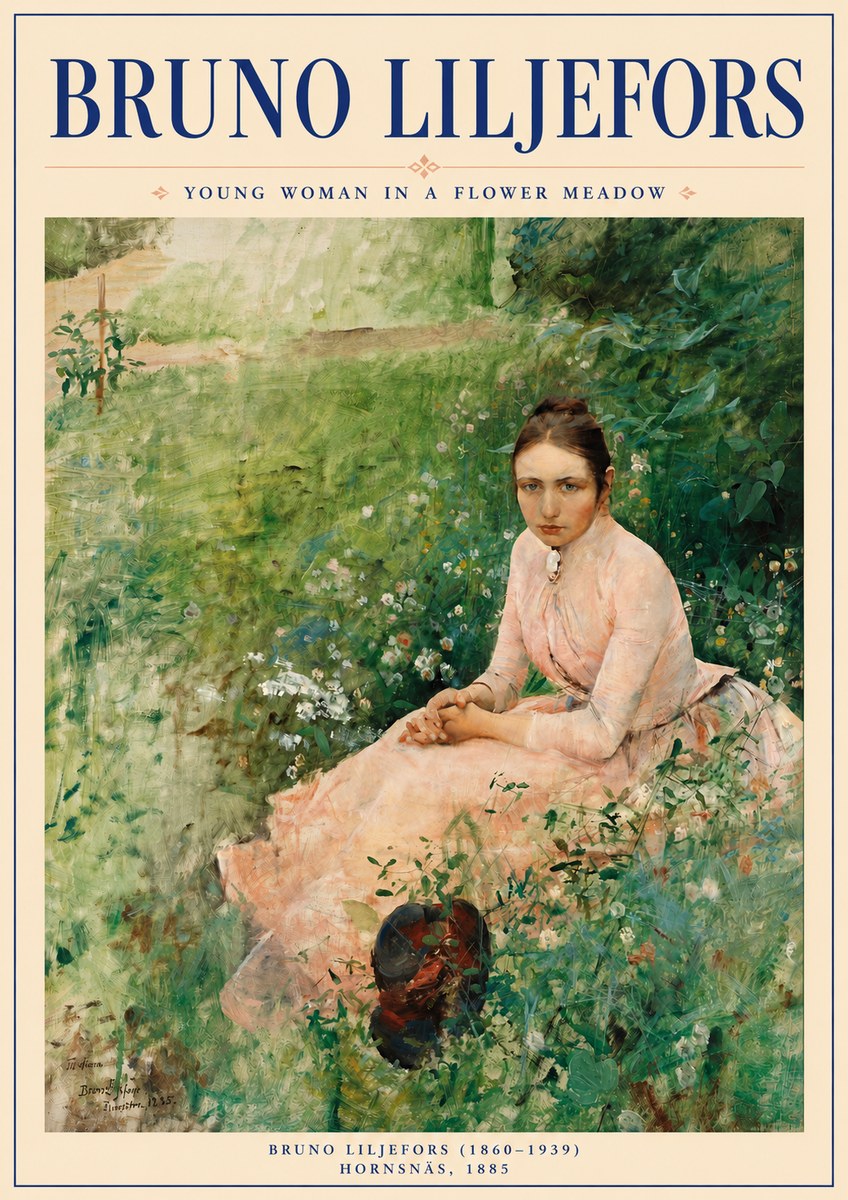 Bruno Liljefors Young Woman in a Flower Meadow No6 - Poster