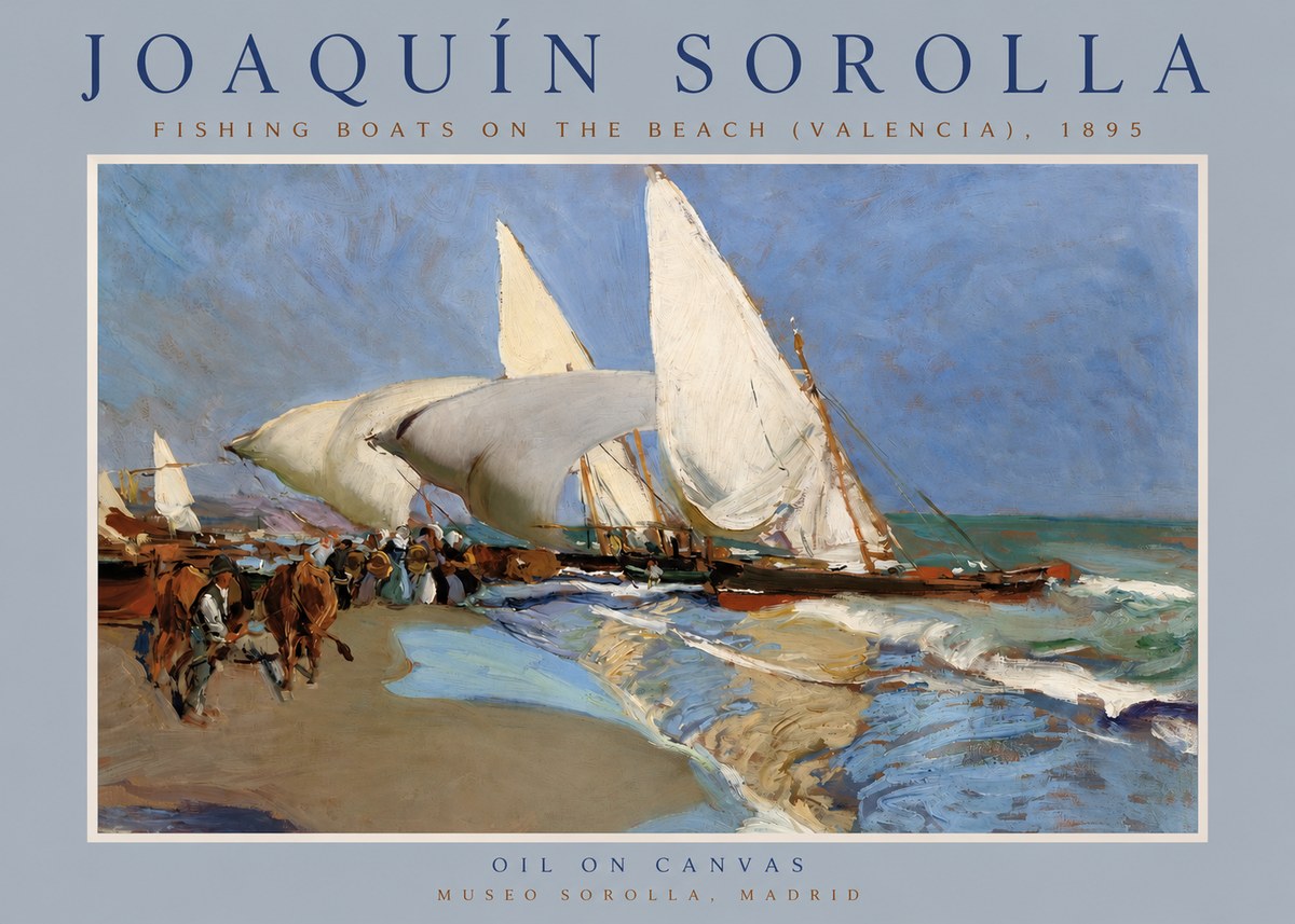 Sorolla Fishing Boats on the Beach (Valencia), 1895 No2 - Poster