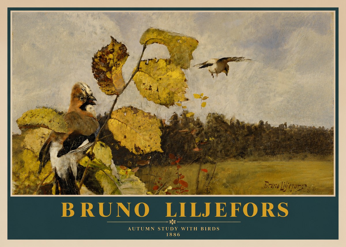Bruno Liljefors Autumn Study with Birds No3 - Poster