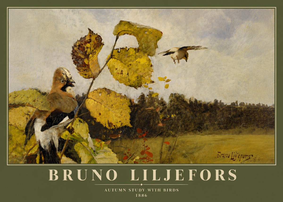Bruno Liljefors Autumn Study with Birds No4 - Poster