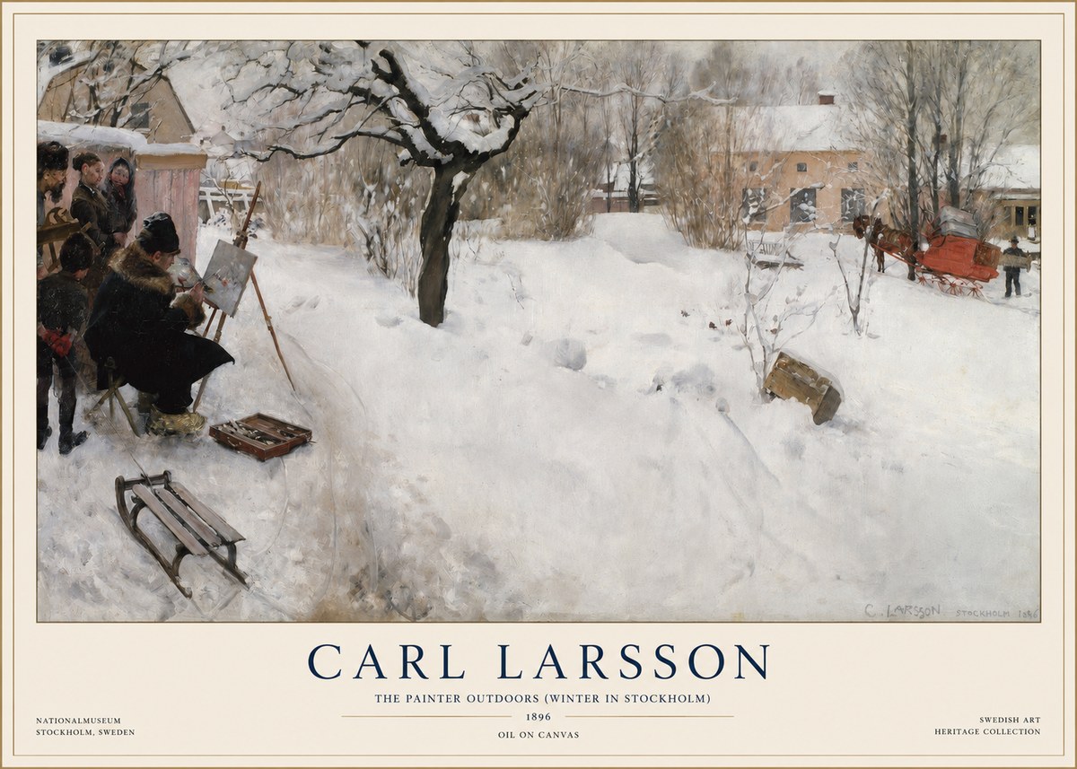 Carl Larsson The Painter Outdoors (Winter in Stockholm) No1 - Poster