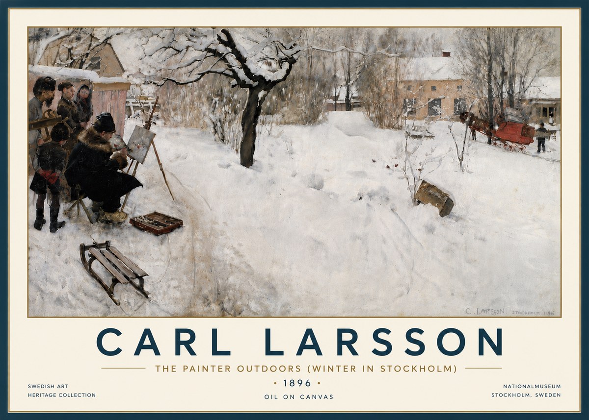 Carl Larsson The Painter Outdoors (Winter in Stockholm) No6 - Poster