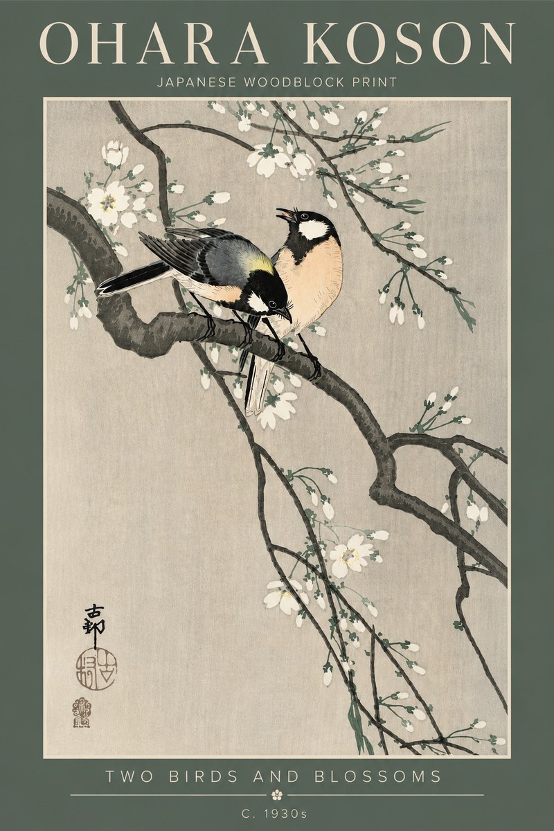 Ohara Koson Two Birds and Blossoms I No4 - Poster