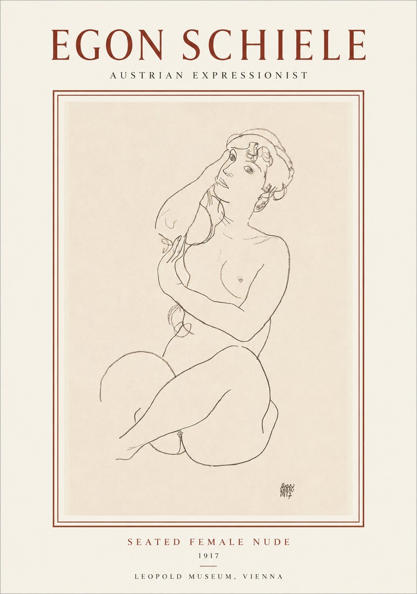 Schiele Seated Female Nude No1 - Poster