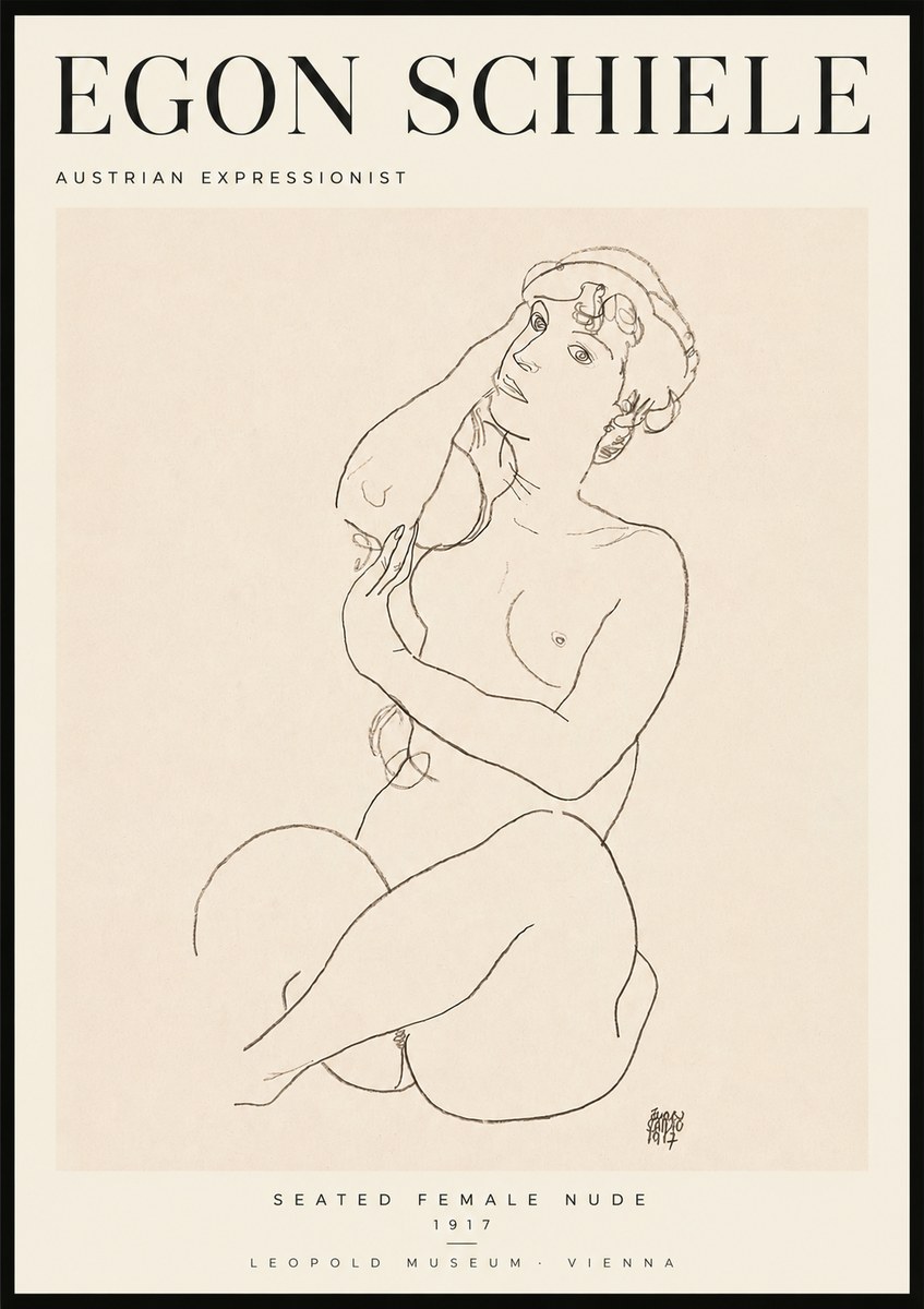 Schiele Seated Female Nude No2 - Poster