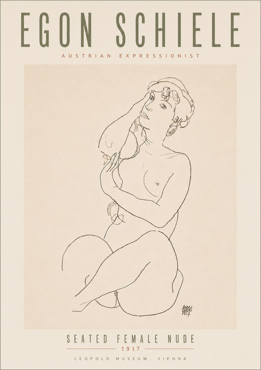 Schiele Seated Female Nude No5 - Poster